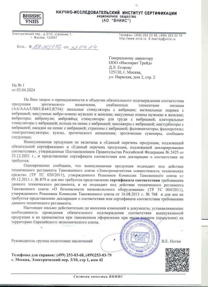 Отказное Трейд письмо на игрушки с вибро