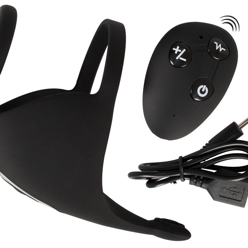 Эрекционное кольцо с шариковым массажёром с пультом 555193ON