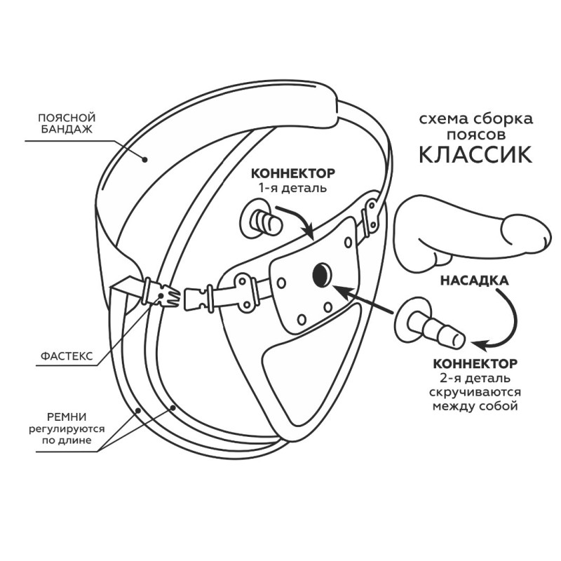 Страпон Харнес в подарочной упаковке из ПВХ 281503ru