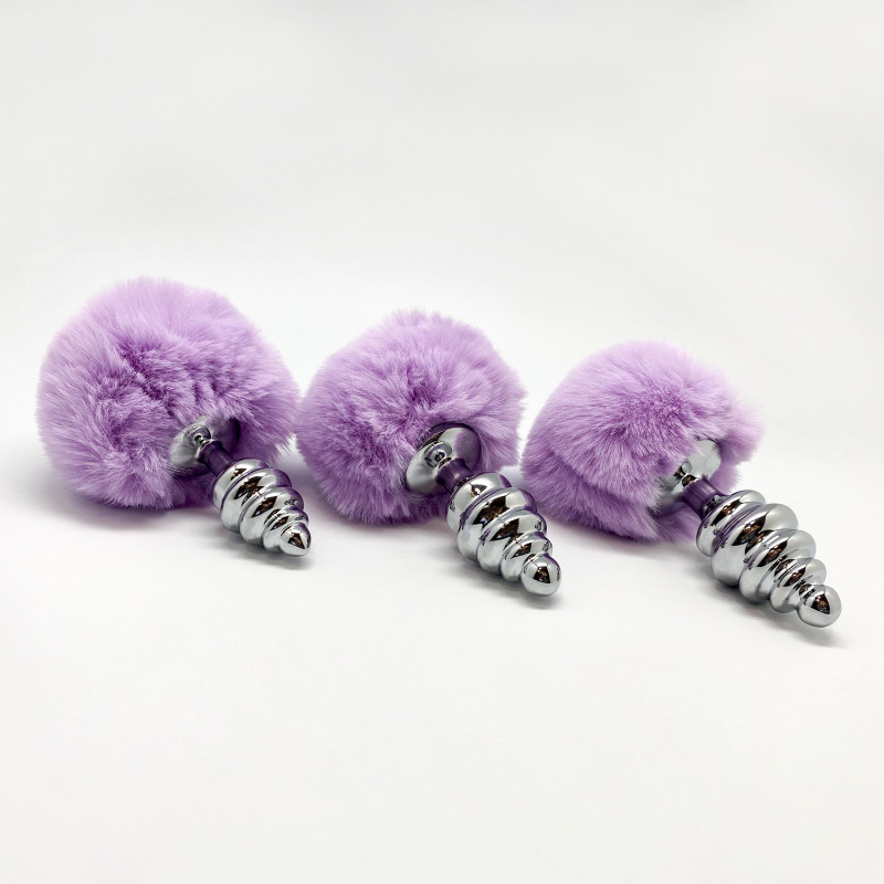 Анальная пробка Metal Anal Fluffly Twist Plug S Purple 70390AL