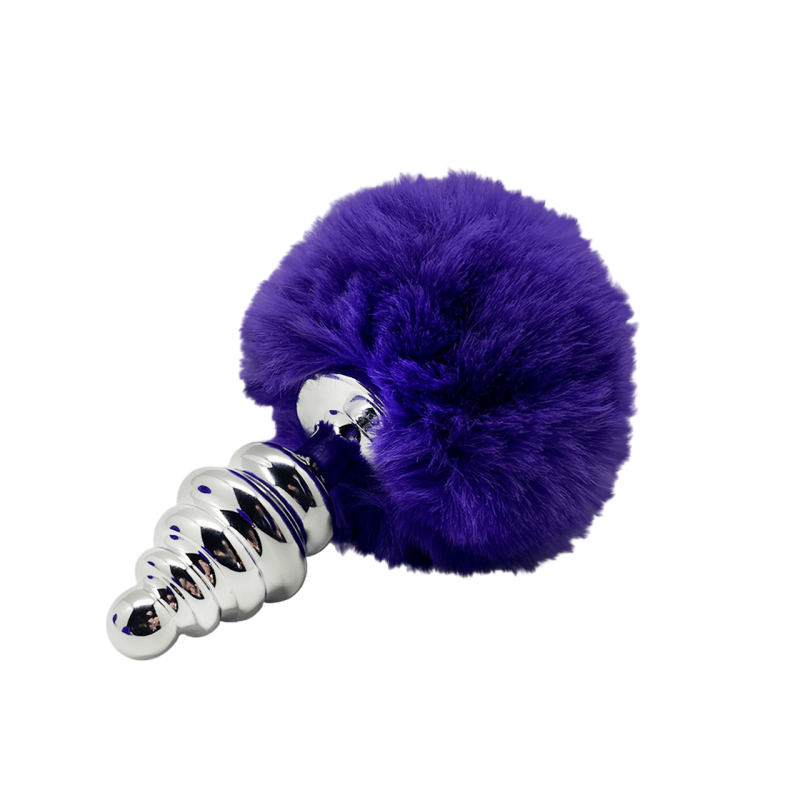 Анальная пробка Metal Anal Fluffly Twist Plug S Dark Purple 71009AL