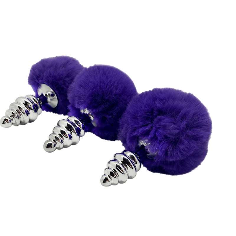 Анальная пробка Metal Anal Fluffly Twist Plug S Dark Purple 71009AL