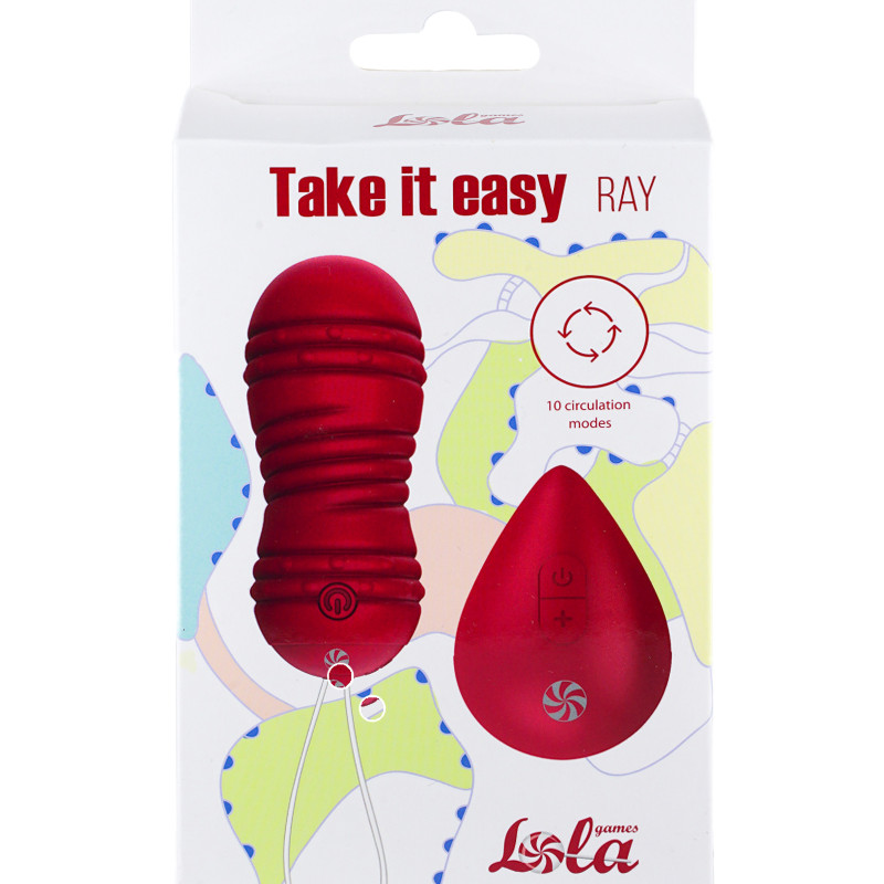 Виброшарики с циркуляцией на пульте управления Take it Easy Ray Wine Red 9021-12lola