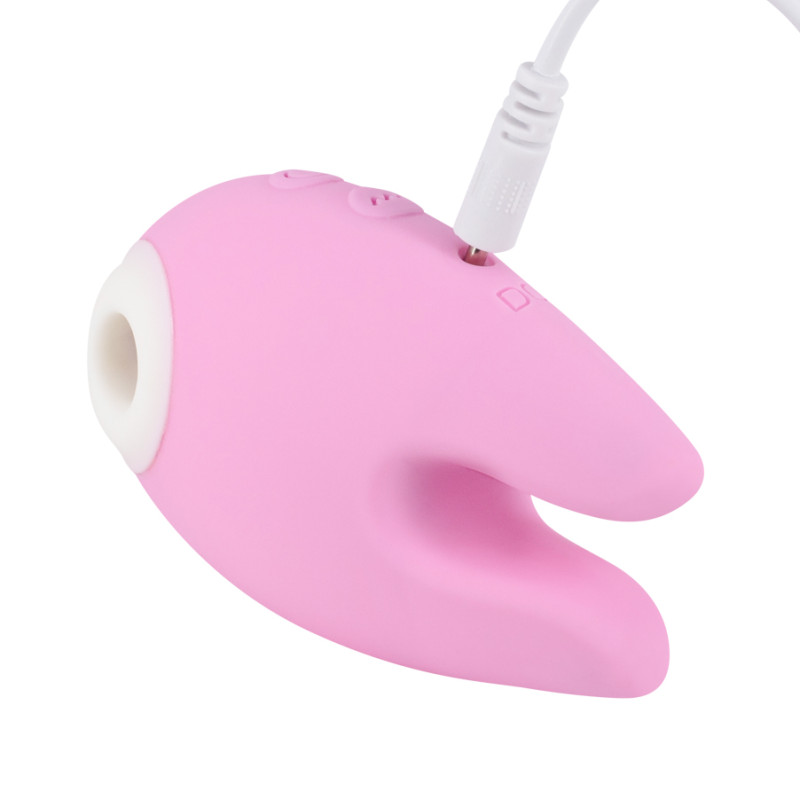 Розовый силиконовый вибратор с вакуумно-волновой стимуляцией 3463-01