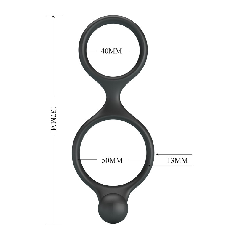 Эрекционное кольцо двойное из силикона с анальным стимулятором черное CRAZY BULL BI-210232