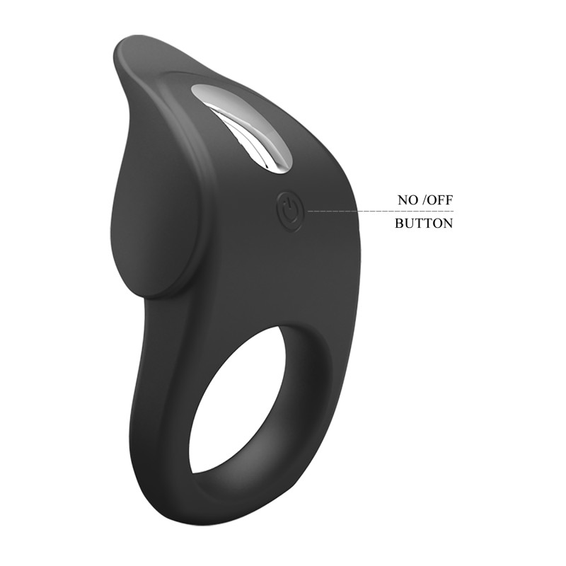 Эрекционное кольцо с вибрацией из силикона черное PRETTY LOVE BI-210235