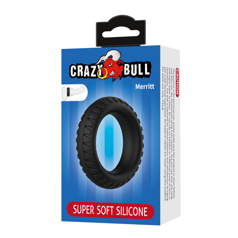 Эрекционное кольцо из силикона растягивающееся черное CRAZY BULL BI-210244