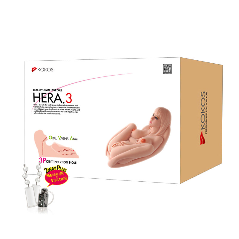 Мастурбатор HERA.3 телесный TPR с вибрацией и ротацией KOKOS M10-03-25V