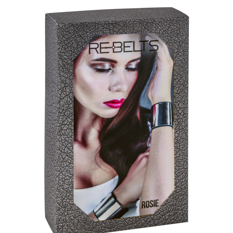 Наручники черные с зеркальным элементом Rosie Black 7733rebelts