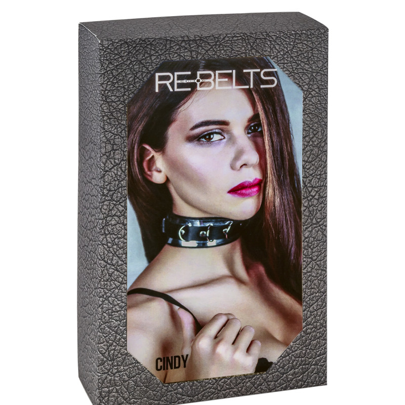 Ошейник черный с зеркальным элементом Cindy Black 7731rebelts