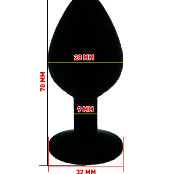 Пробка силиконовая черная с красным стразом 7,1 х 2,8 см 47123-MM