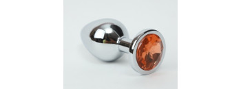 Анальная пробка металл 3,4х8,2 серебро желтый страз 47019-1MM