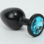 Анальная пробка металл черная с голубым стразом 7,6х2,8см 47412-1MM