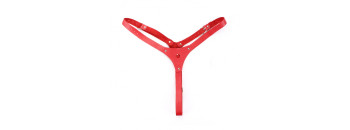 Трусики со штырьком из кожи красные 52020ars