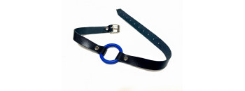 Кляп с синим кольцом кожаный 60012ars
