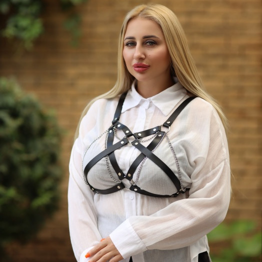 Портупея из натуральной кожи с цепочками Plus size 300-15PSars