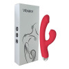 Силиконовый вибратор-кролик с вакуумным клиторальным отростком красный SW3015R