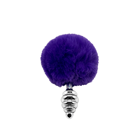 Анальная пробка Metal Anal Fluffly Twist Plug S Dark Purple 71009AL