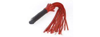 Плеть ракета А красная, с рукоятью из латекса, с хвостами из кожи, общей длиной 50 см 3015-2