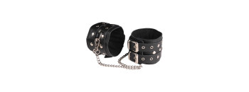 Оковы кожаные черные, соединенные цепочкой длиной 35см 3070-1