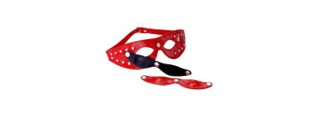 Маска на глаза кожаная красного цвета 3080-2