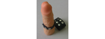 Поводок черный кожаный на пенис диаметром 10 мм на кнопках 3143-1