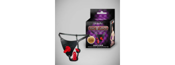 Трусики кожаные черные  универсальные со штырьком для насадок 3152-1