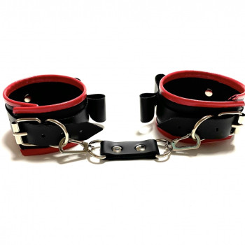 Наручники с бантиками из эко-кожи черно-красные 50008ars