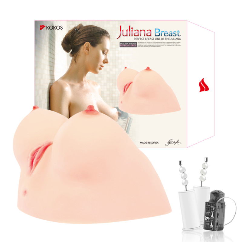 Мастурбатор Juliana Breast грудь-вагина-анус с вибрацией телесный TPR KOKOS M01-002-01V