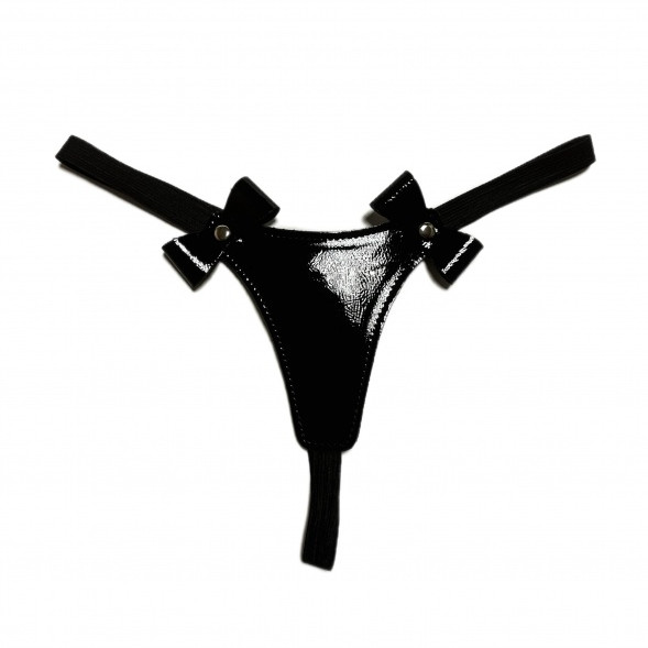 Стринги из эко-кожи лаковые с бантиками 50006ars
