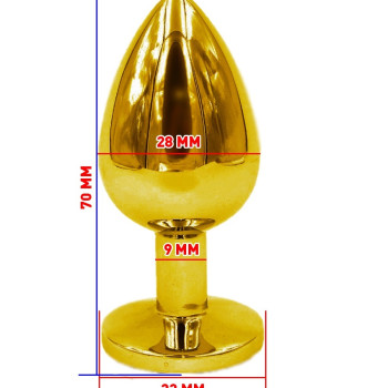 Анальная пробка золото со вставкой розовый страз S 47006-MM