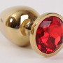 Анальная пробка золото со вставкой красный 9,5х4см 47003-2-MM