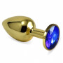 Анальная пробка золото с синим стразом 2,8 х 7,6 S 47004-MM