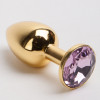 Анальная пробка золото со вставкой розовый страз S 47006-MM