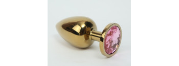 Анальная пробка металл 4х9,5 золото розовый страз 47006-2MM