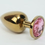Анальная пробка металл 4х9,5 золото розовый страз 47006-2MM