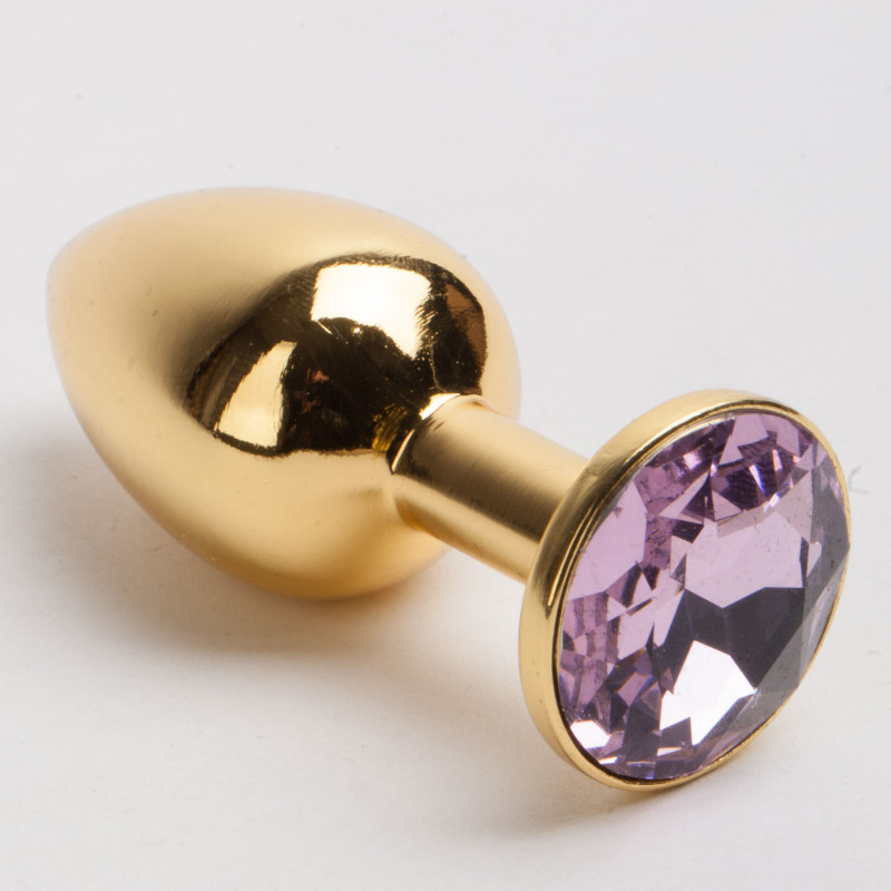Анальная пробка золото со вставкой розовый страз S 47006-MM