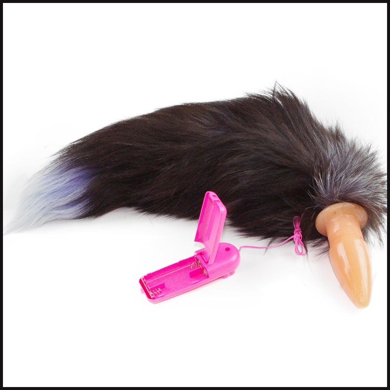 Анальная вибропробка с хвостом 