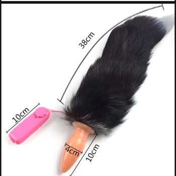 Анальная вибропробка с хвостом 