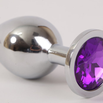 Анальная пробка серебряная с фиолетовым кристаллом 3,4х8,2 47020-1-MM