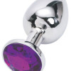 Анальная пробка серебряная с фиолетовым кристаллом S 2,8 х 7,6 47020-MM