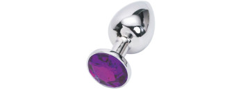 Анальная пробка серебряная с фиолетовым кристаллом S 2,8 х 7,6 47020-MM