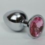 Анальная пробка 4х9,5 серебро розовый страз 47021-2MM