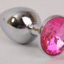 Анальная пробка серебро со вставкой розовый страз S 47021-MM