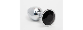 Анальная пробка металл 3,4х8,2 серебро черный страз 47022-1MM