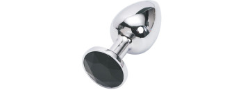 Анальная пробка серебро со вставкой черный страз S 47022-MM
