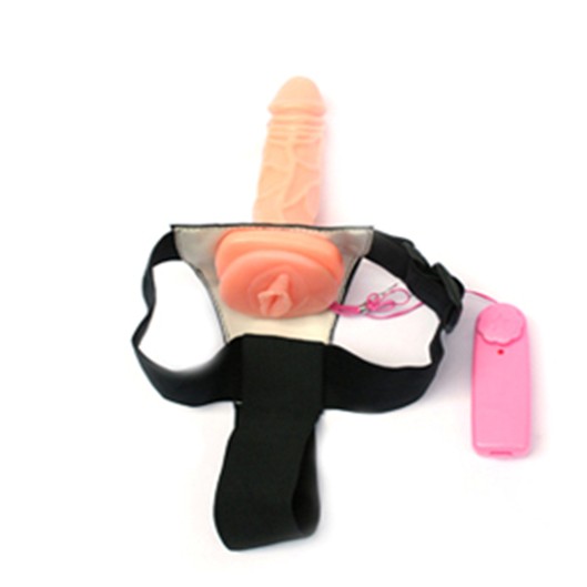 Страпон с вибрацией и мини вагиной 18*3,5см 47044-MM