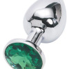 Анальная пробка серебряная с зеленым кристаллом S 2,8 х 7,6 47046-MM