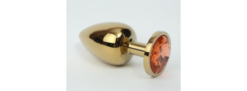 Анальная пробка металл 4х9,5 золото желтый страз 47059-2MM