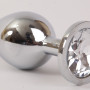 Анальная пробка серебряная с прозрачным кристаллом M 3,4х8,2 47064-1-MM
